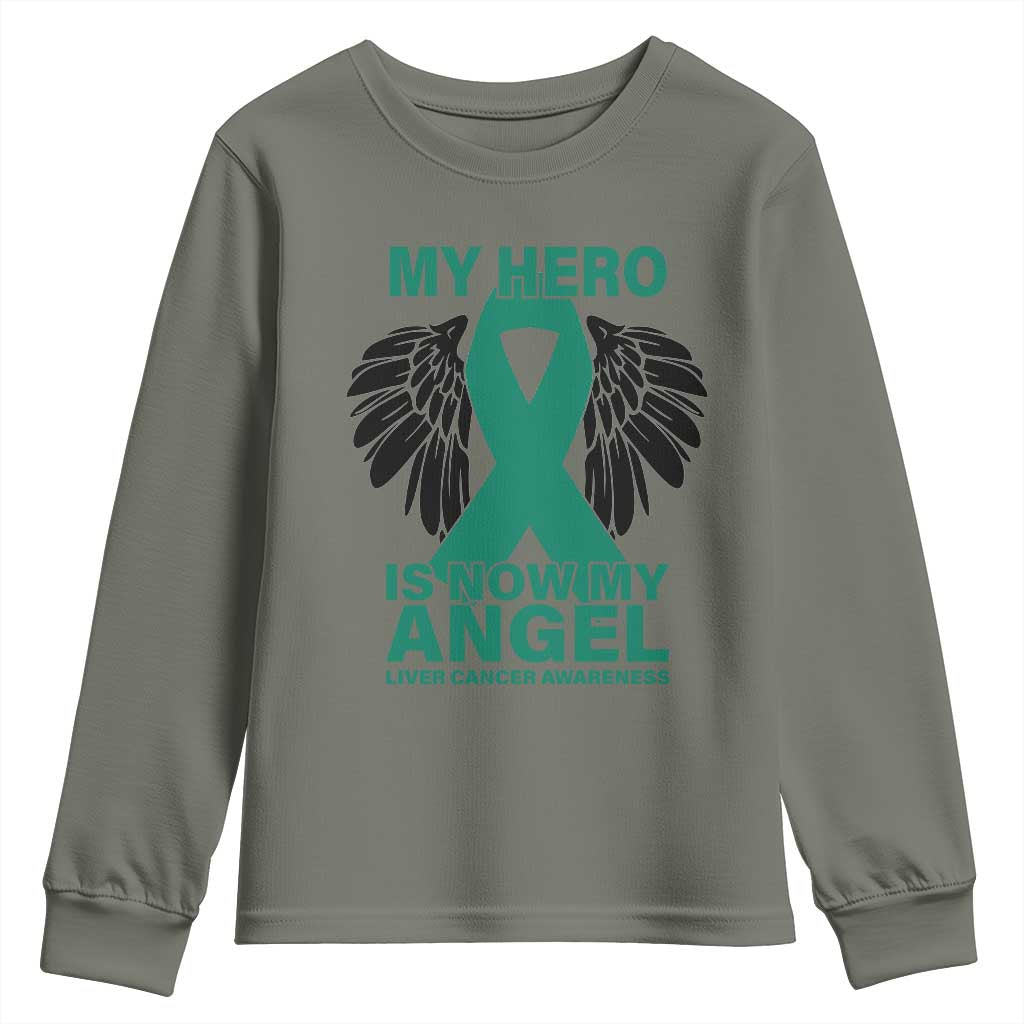 Liver Cancer Memorial Gift Youth Sweatshirt My Hero Is Now My Angel