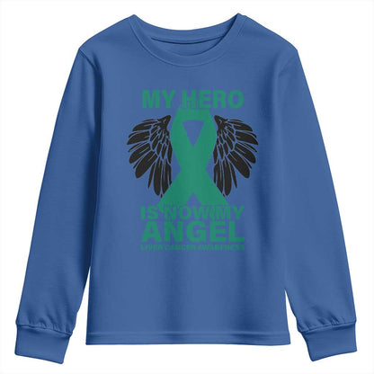 Liver Cancer Memorial Gift Youth Sweatshirt My Hero Is Now My Angel
