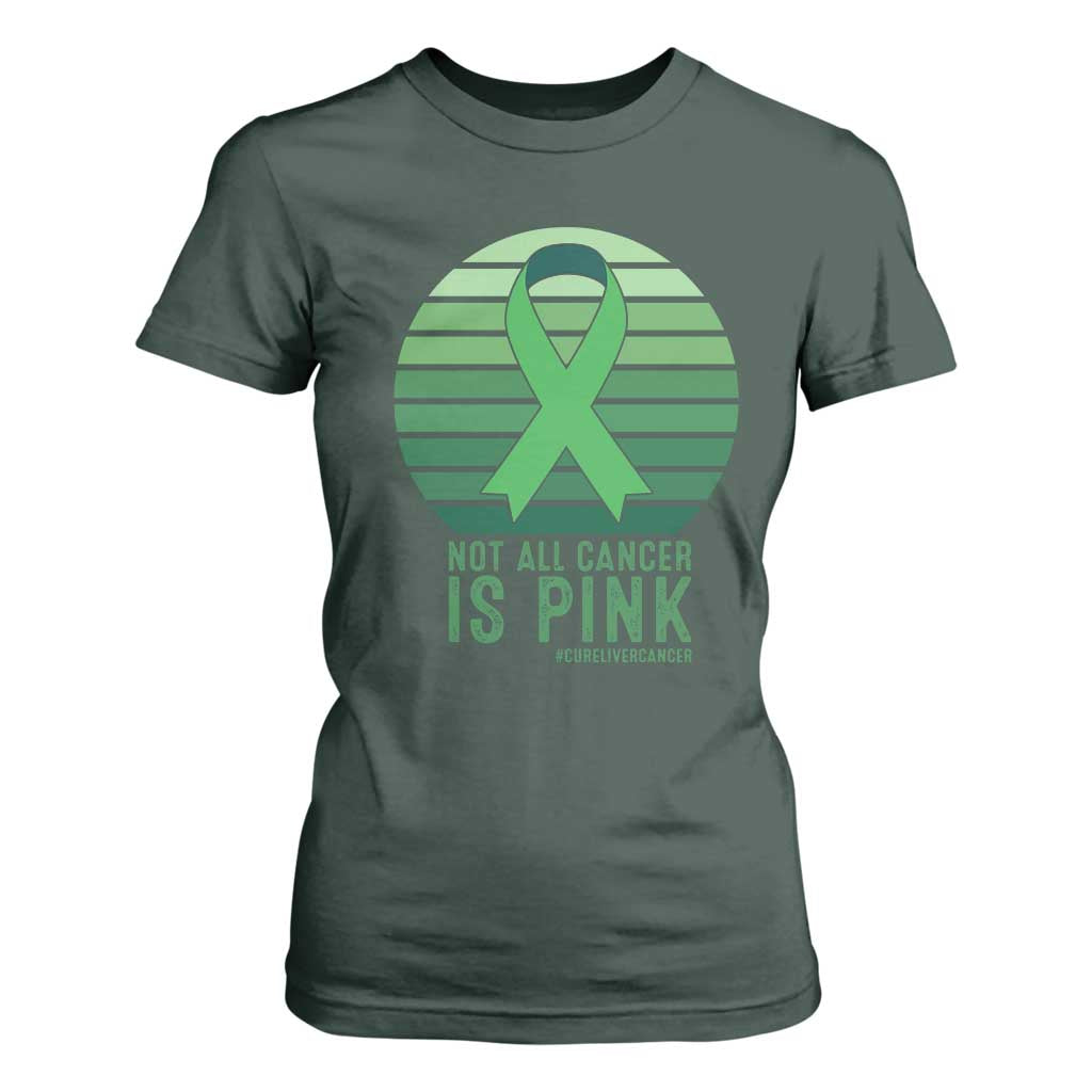Liver Cancer T Shirt For Women Not All Cancer Is Pink Ribbon Support Gift