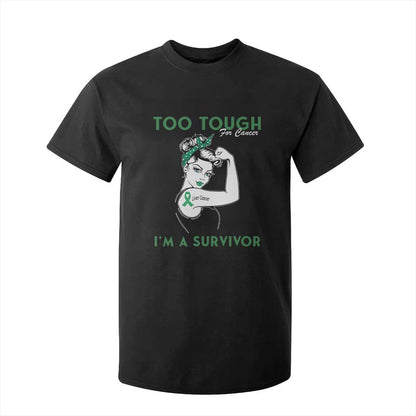 Liver Cancer Warrior Woman Gift T Shirt For Kid Too Tough For Cancer Im A Survivor