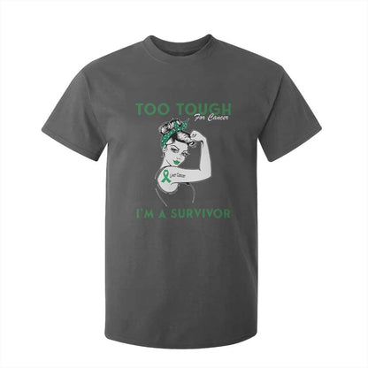 Liver Cancer Warrior Woman Gift T Shirt For Kid Too Tough For Cancer Im A Survivor