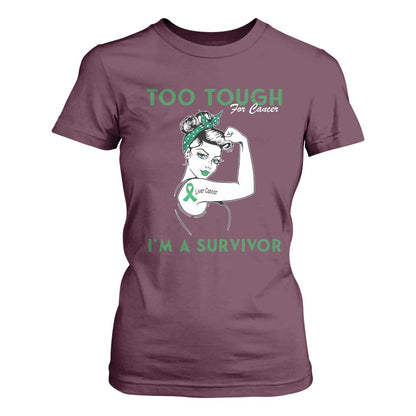 Liver Cancer Warrior Woman Gift T Shirt For Women Too Tough For Cancer Im A Survivor