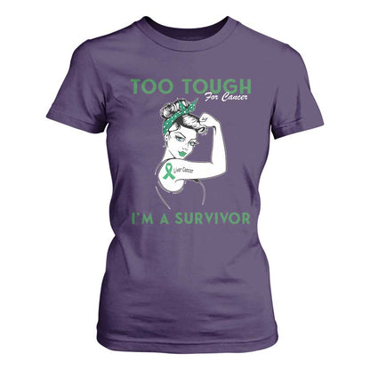 Liver Cancer Warrior Woman Gift T Shirt For Women Too Tough For Cancer Im A Survivor