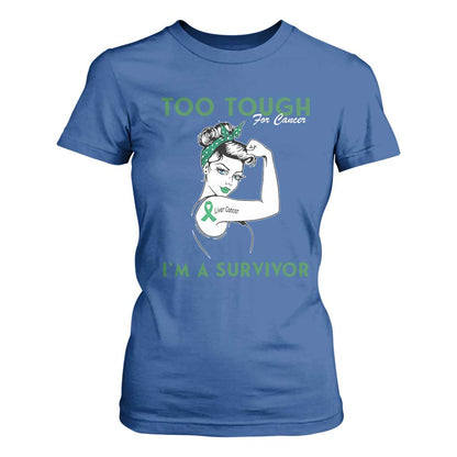 Liver Cancer Warrior Woman Gift T Shirt For Women Too Tough For Cancer Im A Survivor