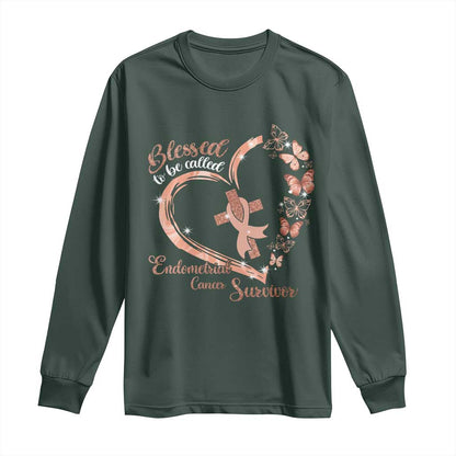 Endometrial Cancer Warrior Gift Long Sleeve Shirt Blessed To Be Called A Survivor
