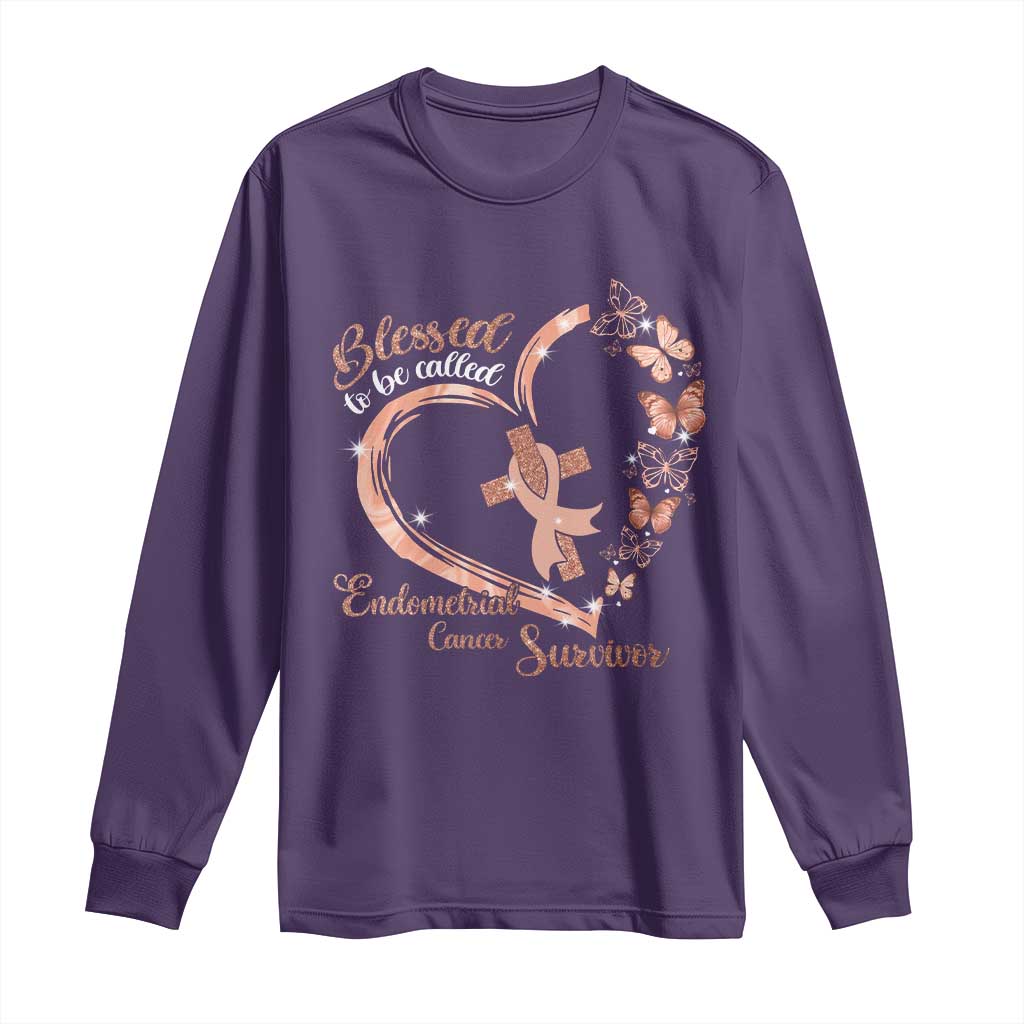 Endometrial Cancer Warrior Gift Long Sleeve Shirt Blessed To Be Called A Survivor