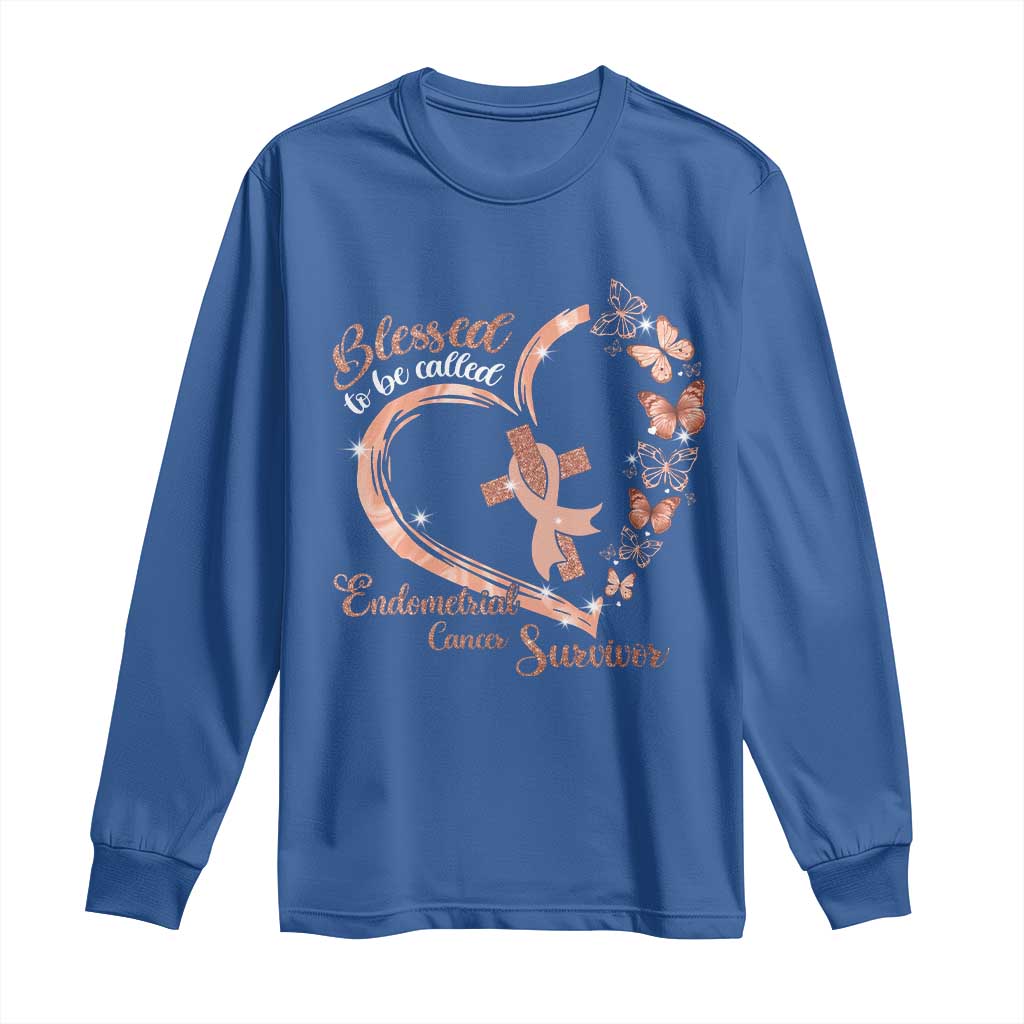 Endometrial Cancer Warrior Gift Long Sleeve Shirt Blessed To Be Called A Survivor