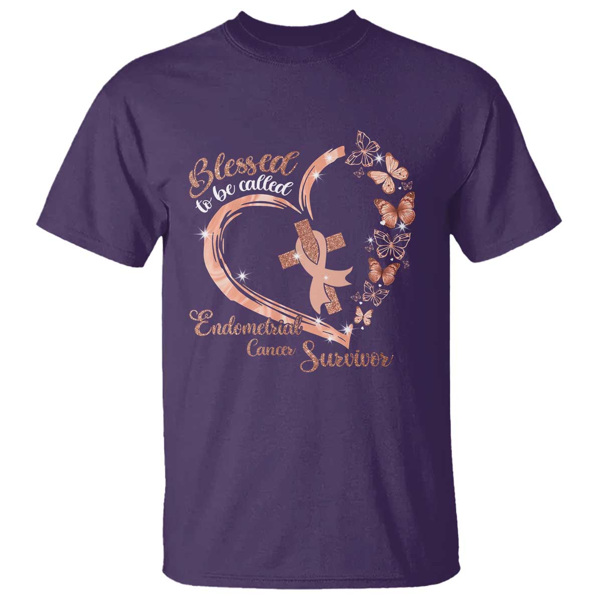 Endometrial Cancer Warrior Gift T Shirt Blessed To Be Called A Survivor