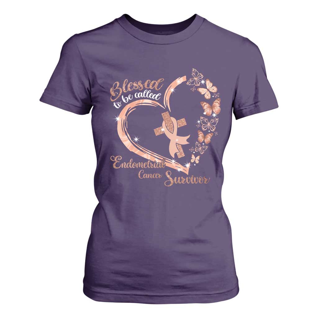 Endometrial Cancer Warrior Gift T Shirt For Women Blessed To Be Called A Survivor