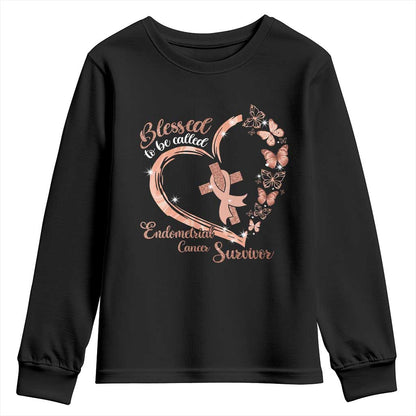 Endometrial Cancer Warrior Gift Youth Sweatshirt Blessed To Be Called A Survivor