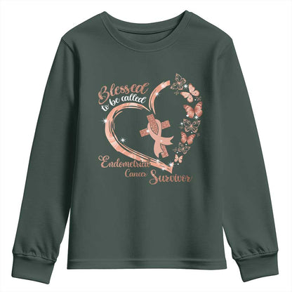 Endometrial Cancer Warrior Gift Youth Sweatshirt Blessed To Be Called A Survivor