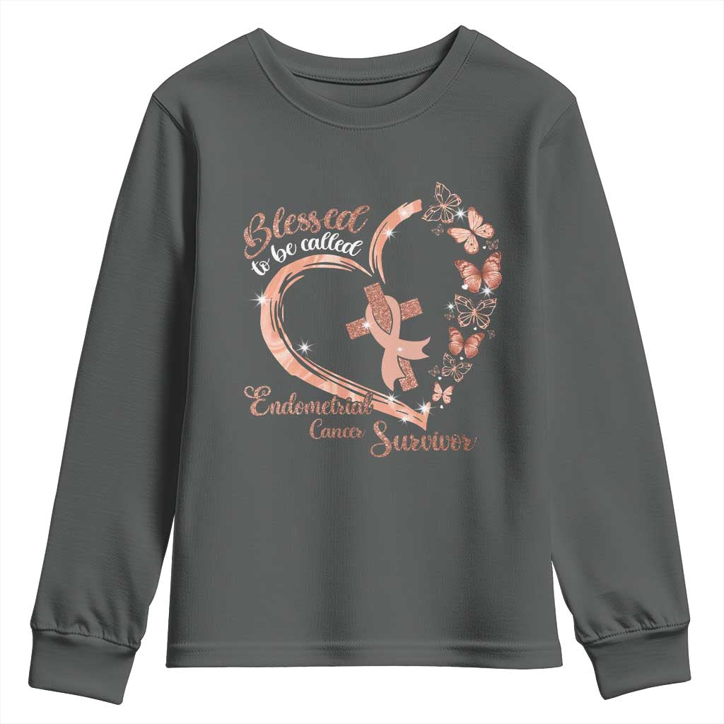 Endometrial Cancer Warrior Gift Youth Sweatshirt Blessed To Be Called A Survivor