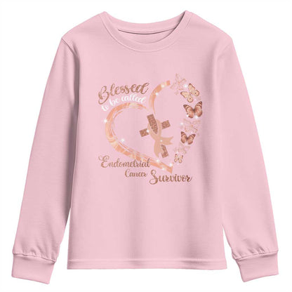 Endometrial Cancer Warrior Gift Youth Sweatshirt Blessed To Be Called A Survivor