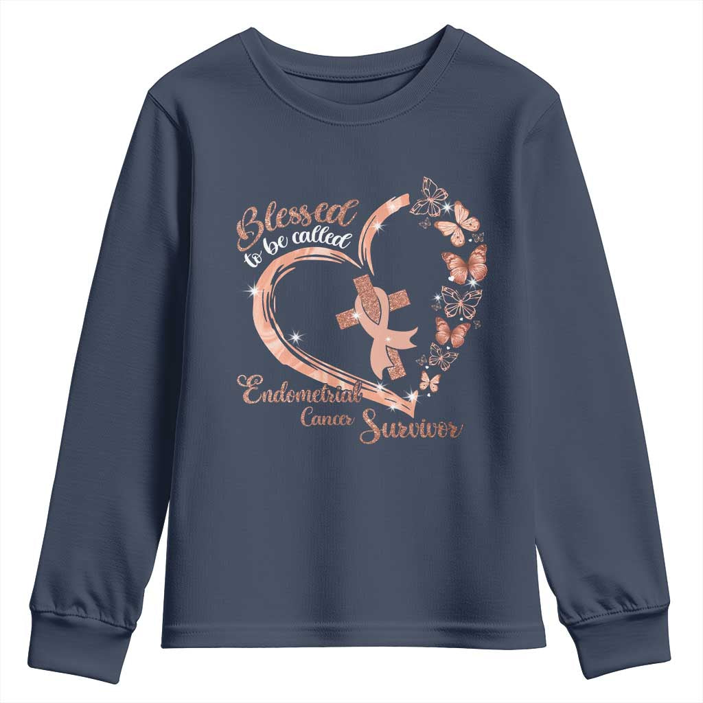 Endometrial Cancer Warrior Gift Youth Sweatshirt Blessed To Be Called A Survivor