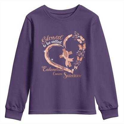 Endometrial Cancer Warrior Gift Youth Sweatshirt Blessed To Be Called A Survivor
