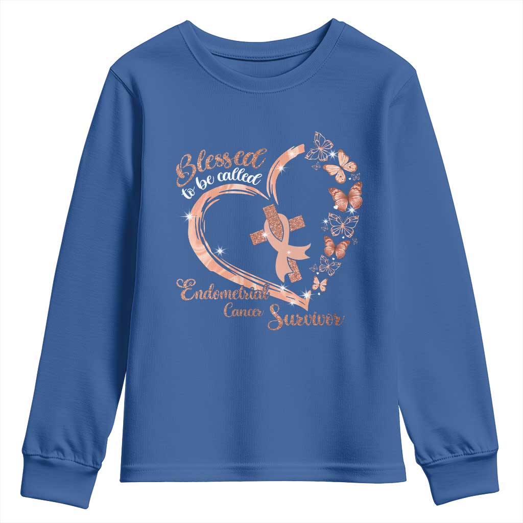 Endometrial Cancer Warrior Gift Youth Sweatshirt Blessed To Be Called A Survivor