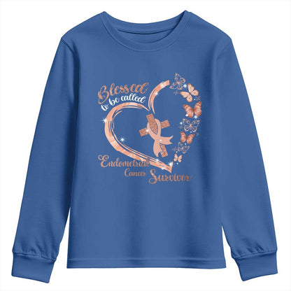 Endometrial Cancer Warrior Gift Youth Sweatshirt Blessed To Be Called A Survivor