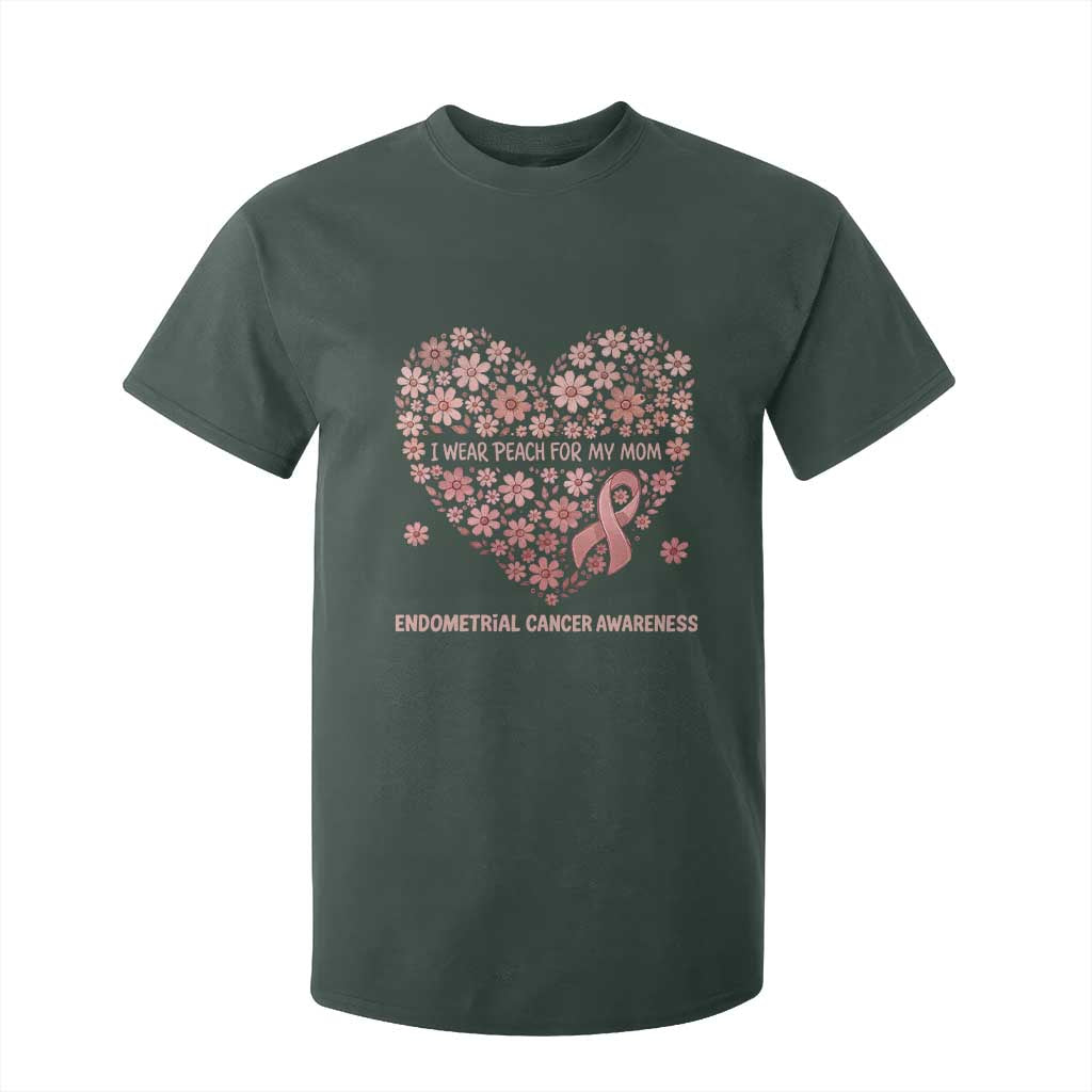 Endometrial Cancer Family Support T Shirt For Kid I Wear Peach For My Mom