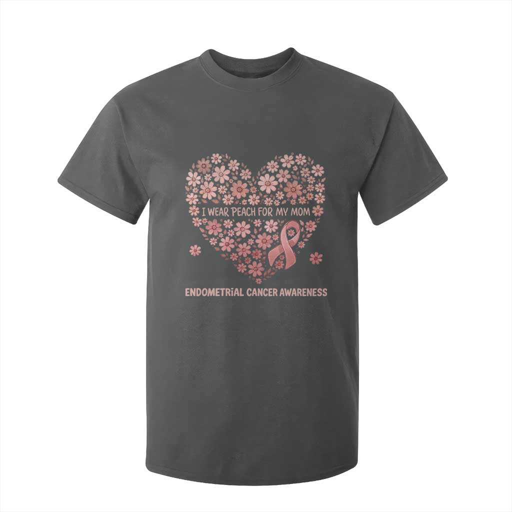 Endometrial Cancer Family Support T Shirt For Kid I Wear Peach For My Mom