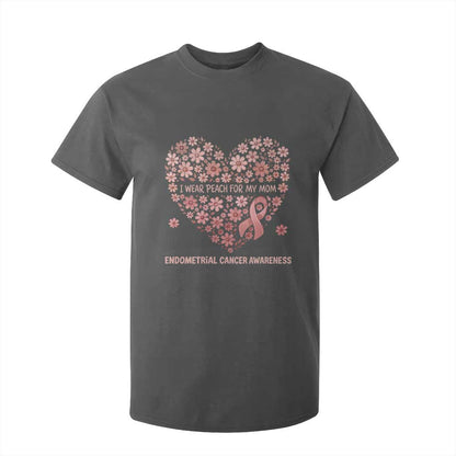 Endometrial Cancer Family Support T Shirt For Kid I Wear Peach For My Mom