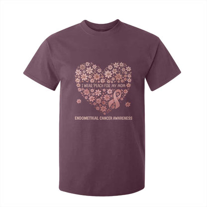 Endometrial Cancer Family Support T Shirt For Kid I Wear Peach For My Mom