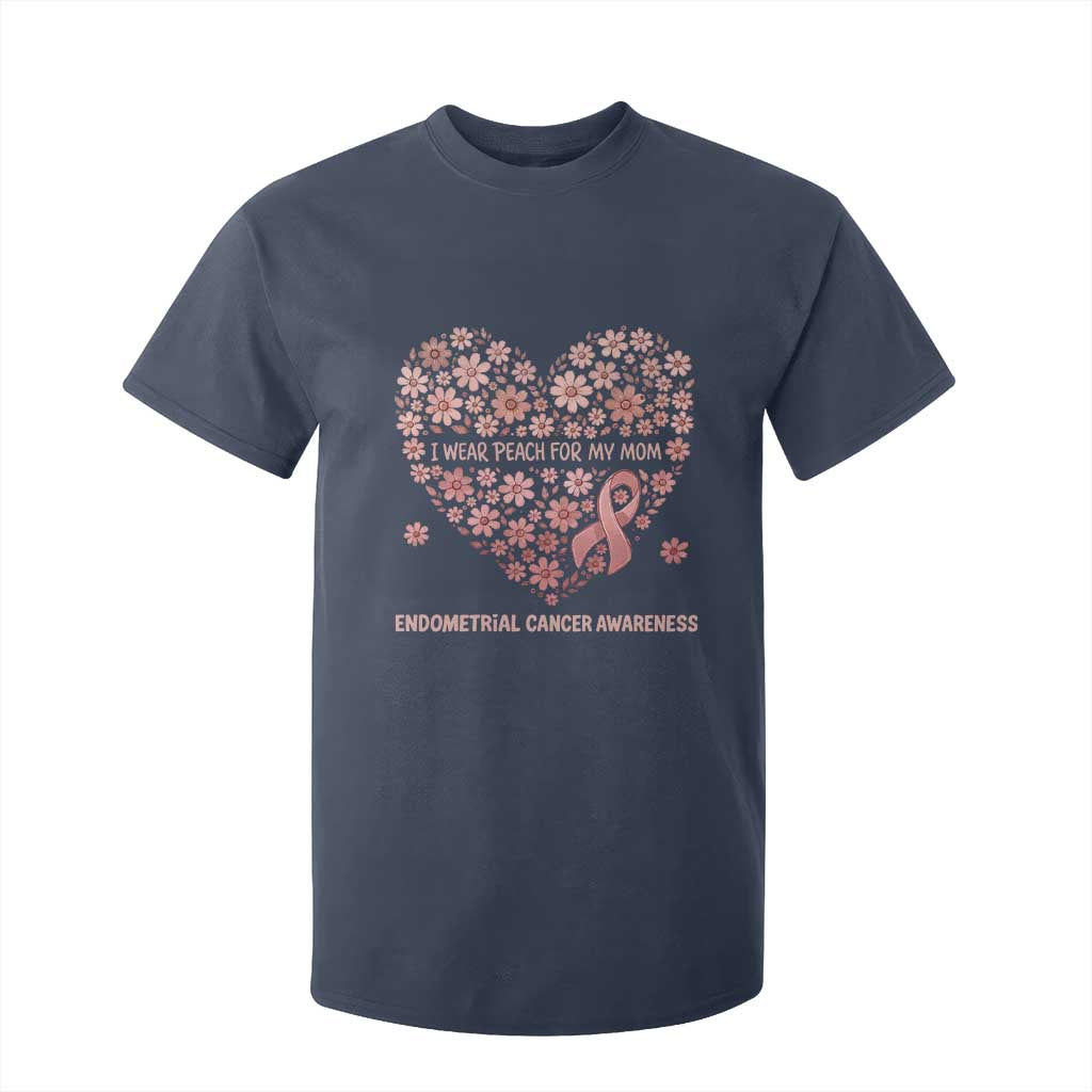 Endometrial Cancer Family Support T Shirt For Kid I Wear Peach For My Mom