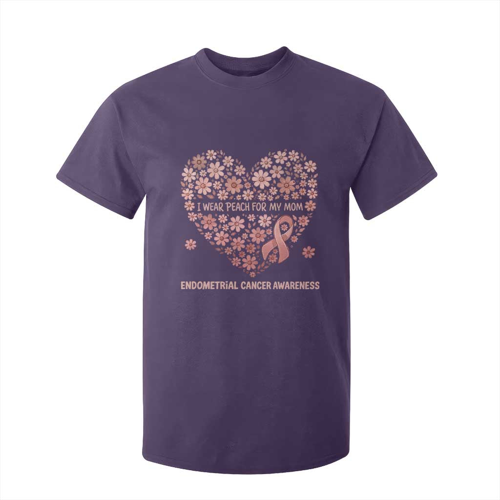 Endometrial Cancer Family Support T Shirt For Kid I Wear Peach For My Mom