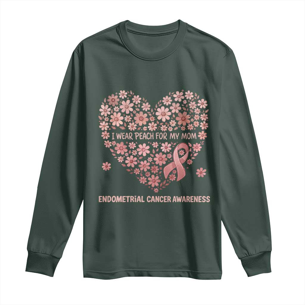 Endometrial Cancer Family Support Long Sleeve Shirt I Wear Peach For My Mom