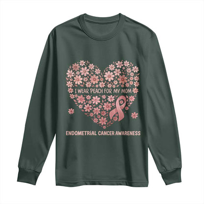 Endometrial Cancer Family Support Long Sleeve Shirt I Wear Peach For My Mom