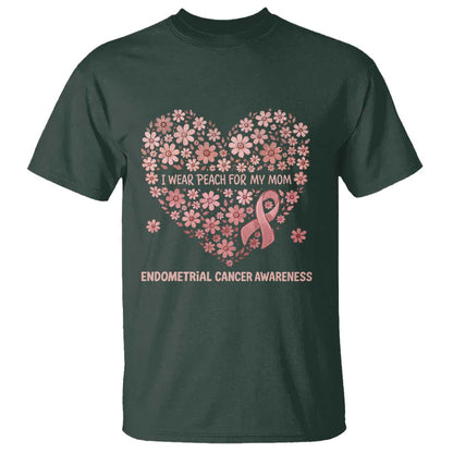 Endometrial Cancer Family Support T Shirt I Wear Peach For My Mom