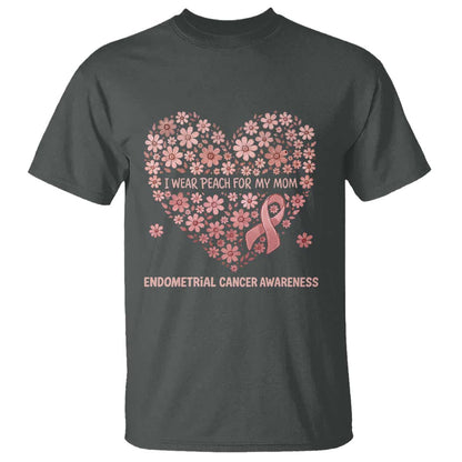 Endometrial Cancer Family Support T Shirt I Wear Peach For My Mom