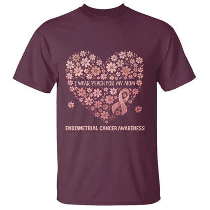 Endometrial Cancer Family Support T Shirt I Wear Peach For My Mom