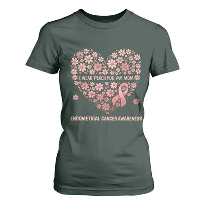 Endometrial Cancer Family Support T Shirt For Women I Wear Peach For My Mom