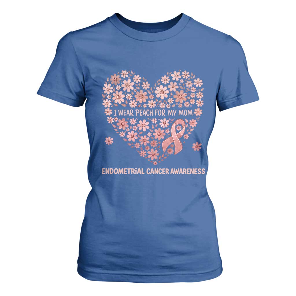 Endometrial Cancer Family Support T Shirt For Women I Wear Peach For My Mom