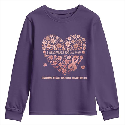 Endometrial Cancer Family Support Youth Sweatshirt I Wear Peach For My Mom