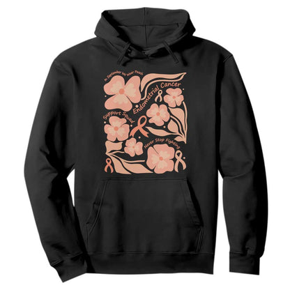 Endometrial Cancer Support Squad Floral Gift Hoodie In September We Wear Peach