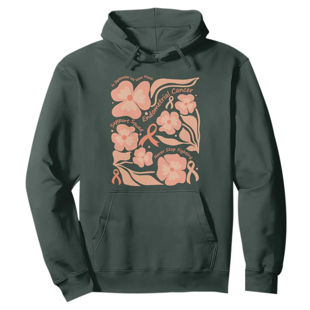 Endometrial Cancer Support Squad Floral Gift Hoodie In September We Wear Peach