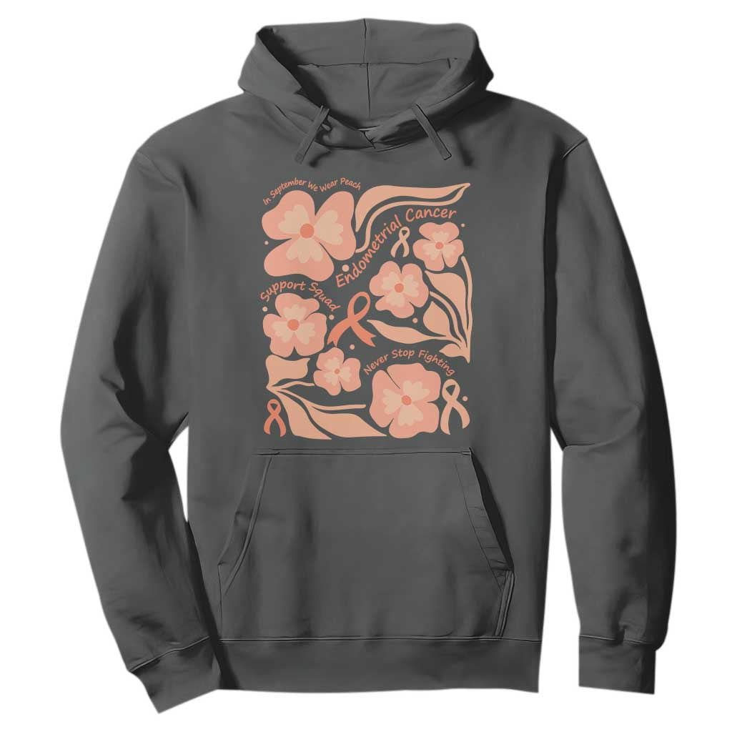 Endometrial Cancer Support Squad Floral Gift Hoodie In September We Wear Peach