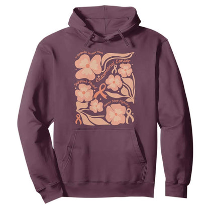 Endometrial Cancer Support Squad Floral Gift Hoodie In September We Wear Peach