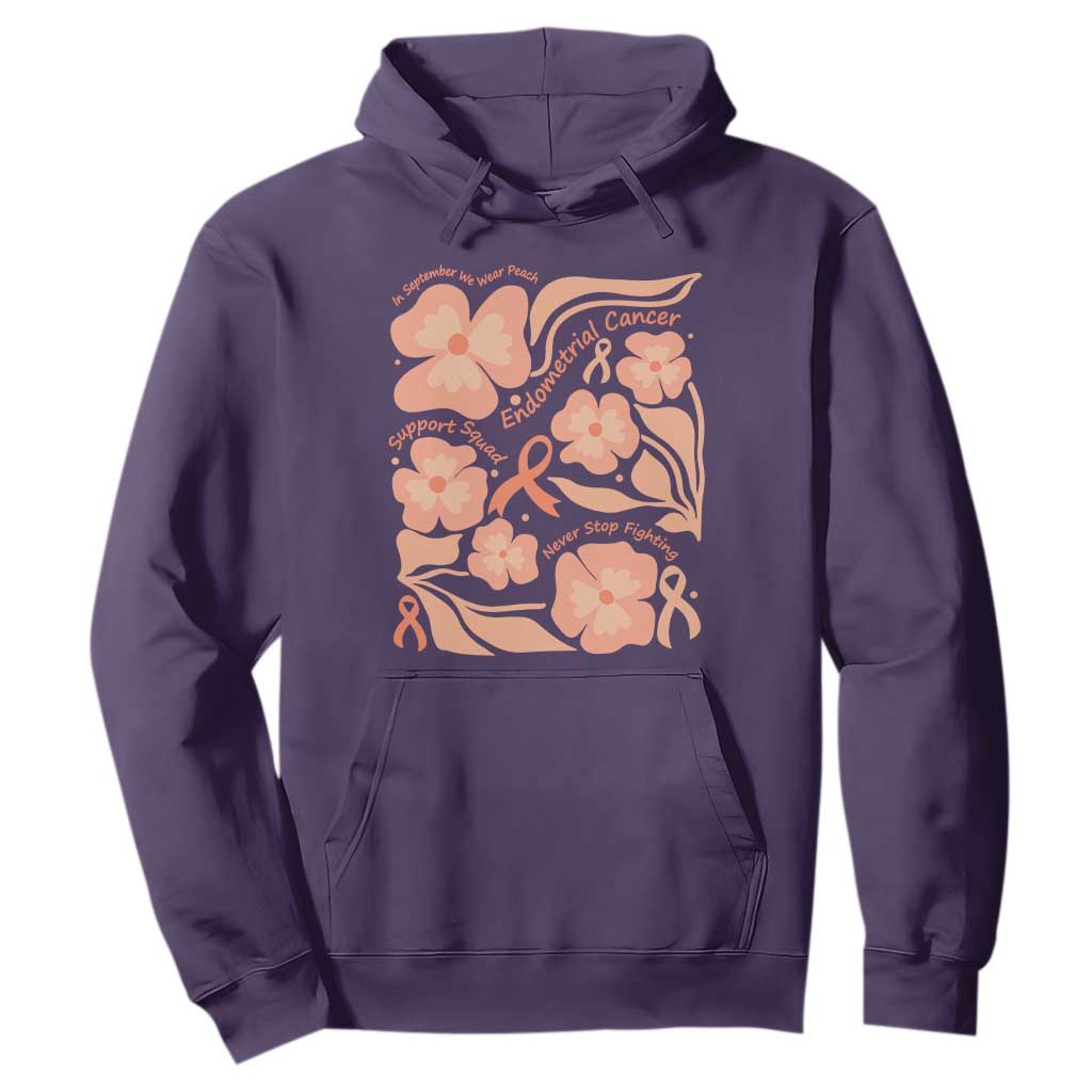Endometrial Cancer Support Squad Floral Gift Hoodie In September We Wear Peach