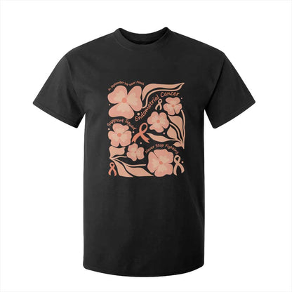 Endometrial Cancer Support Squad Floral Gift T Shirt For Kid In September We Wear Peach