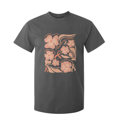 Endometrial Cancer Support Squad Floral Gift T Shirt For Kid In September We Wear Peach
