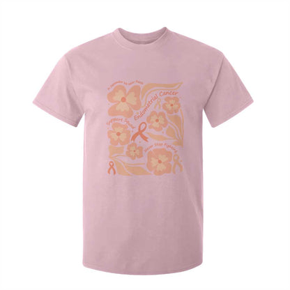 Endometrial Cancer Support Squad Floral Gift T Shirt For Kid In September We Wear Peach