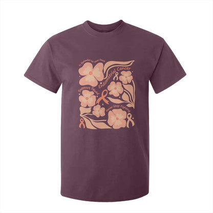 Endometrial Cancer Support Squad Floral Gift T Shirt For Kid In September We Wear Peach