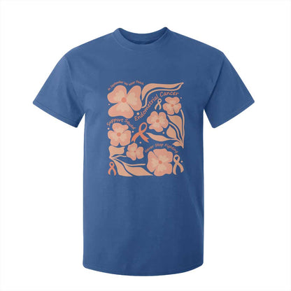 Endometrial Cancer Support Squad Floral Gift T Shirt For Kid In September We Wear Peach
