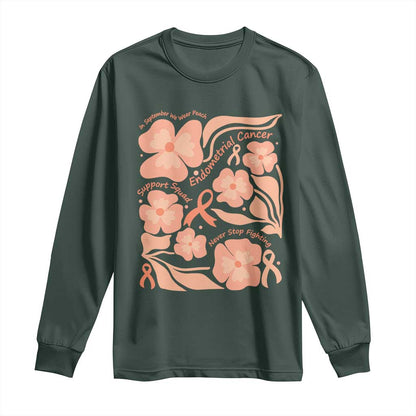 Endometrial Cancer Support Squad Floral Gift Long Sleeve Shirt In September We Wear Peach