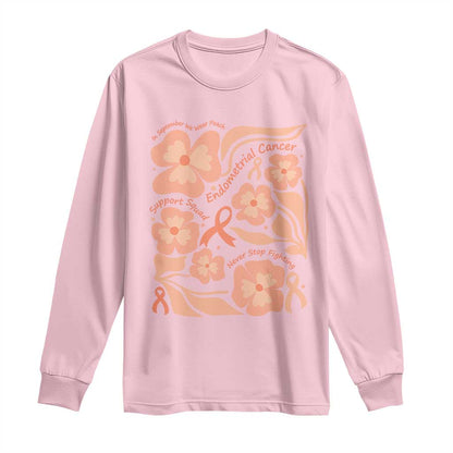 Endometrial Cancer Support Squad Floral Gift Long Sleeve Shirt In September We Wear Peach