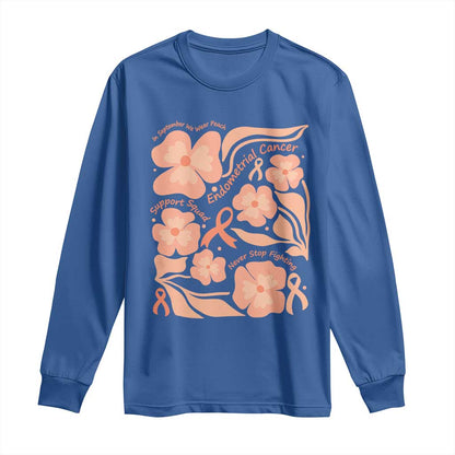 Endometrial Cancer Support Squad Floral Gift Long Sleeve Shirt In September We Wear Peach