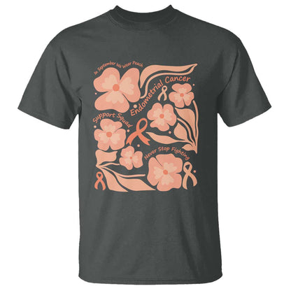 Endometrial Cancer Support Squad Floral Gift T Shirt In September We Wear Peach
