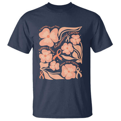 Endometrial Cancer Support Squad Floral Gift T Shirt In September We Wear Peach